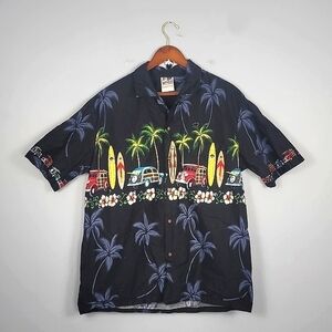 Hawaiian Togs Surf Board Black Print Shirt